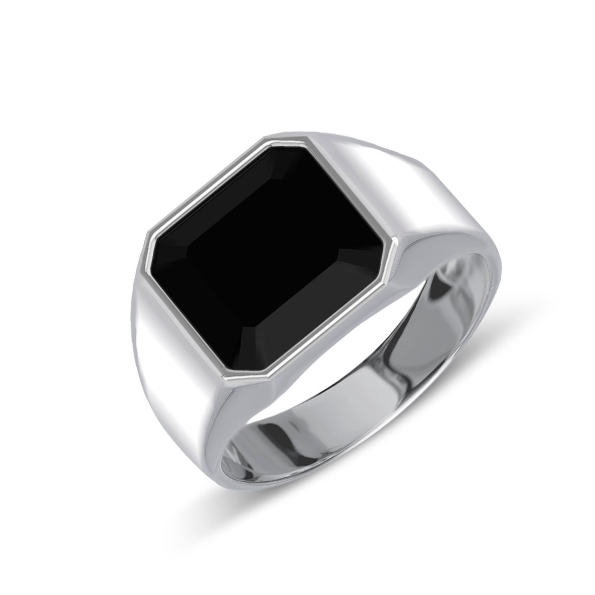Bague Or Blanc Onyx Homme 14K 9.25grs - Cadeau Parfait pour la Fête des Pères