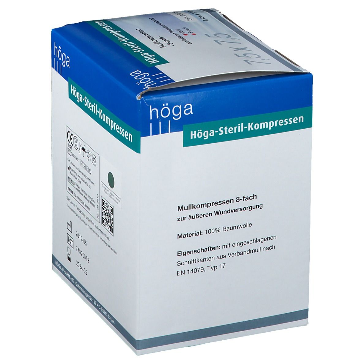 Höga Sterile Mullkompressen 7,5 x 7,5 cm 8-fach
