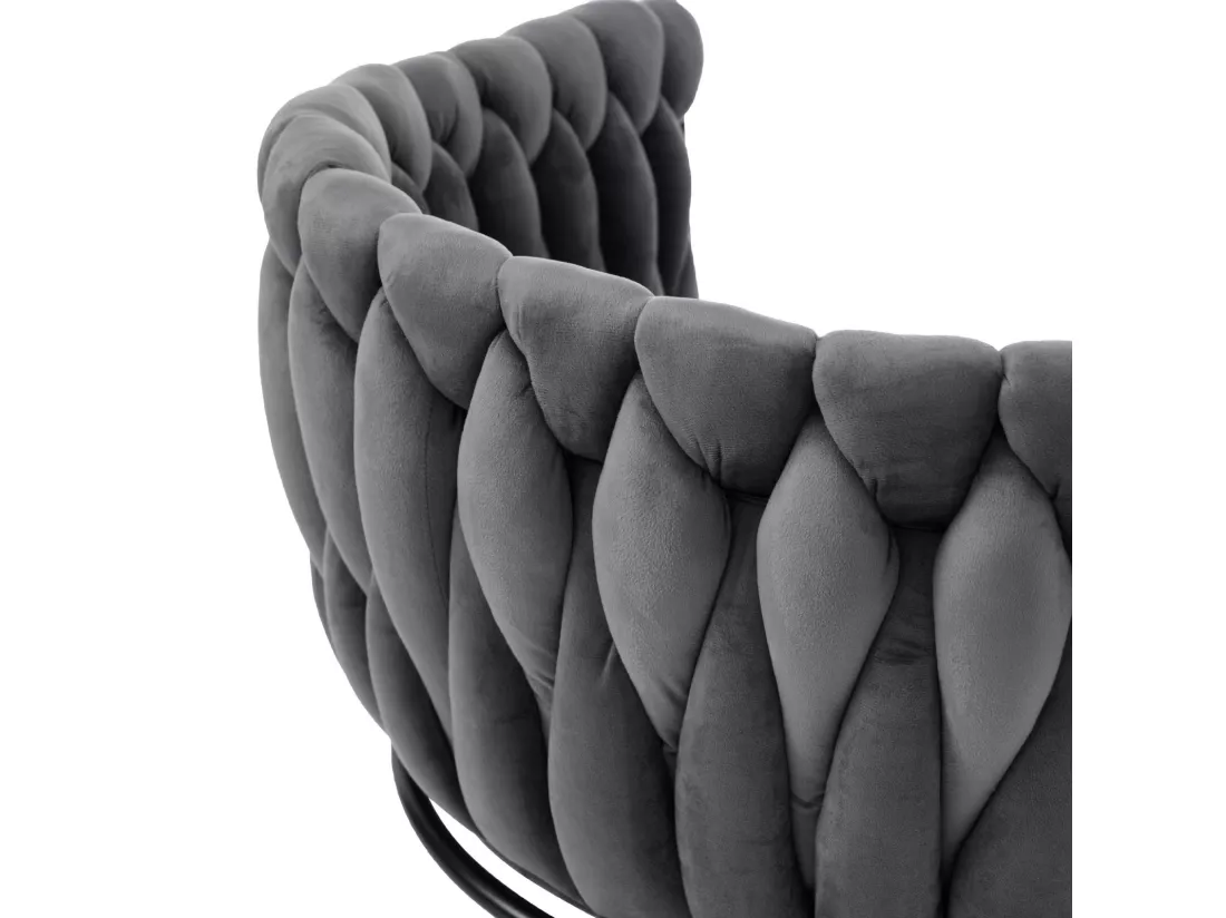 Lot de 6 chaises pivotantes 360°, en velours et métal, ergonomique, 46cm profondeur d'assise, Gris