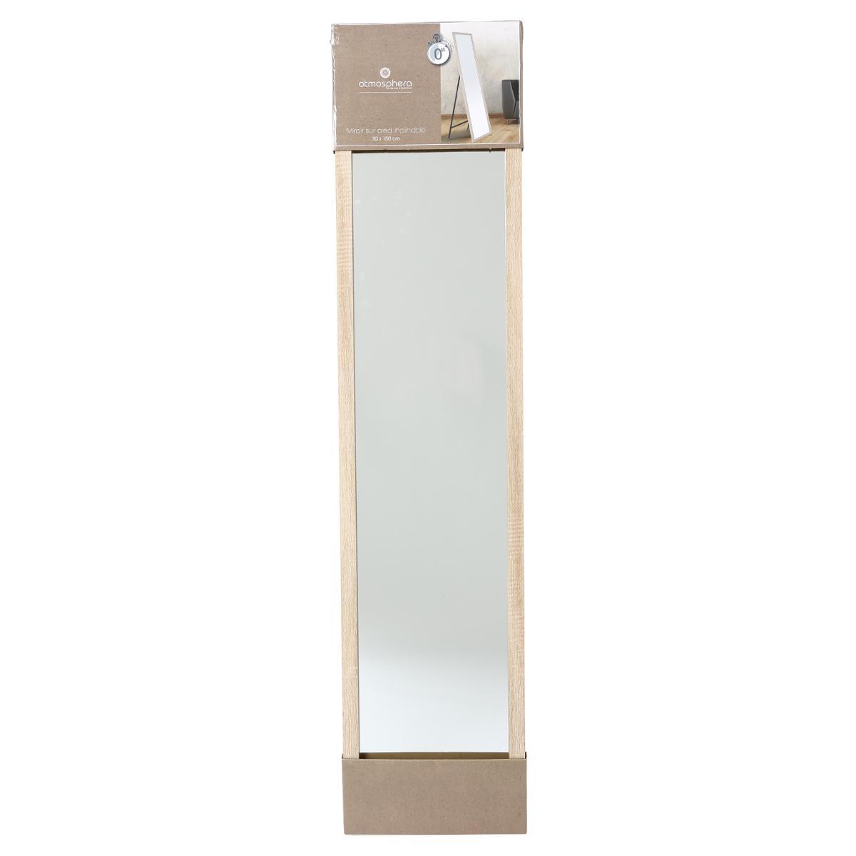 MIROIR SUR PIED EFFET BOIS 35X155CM
