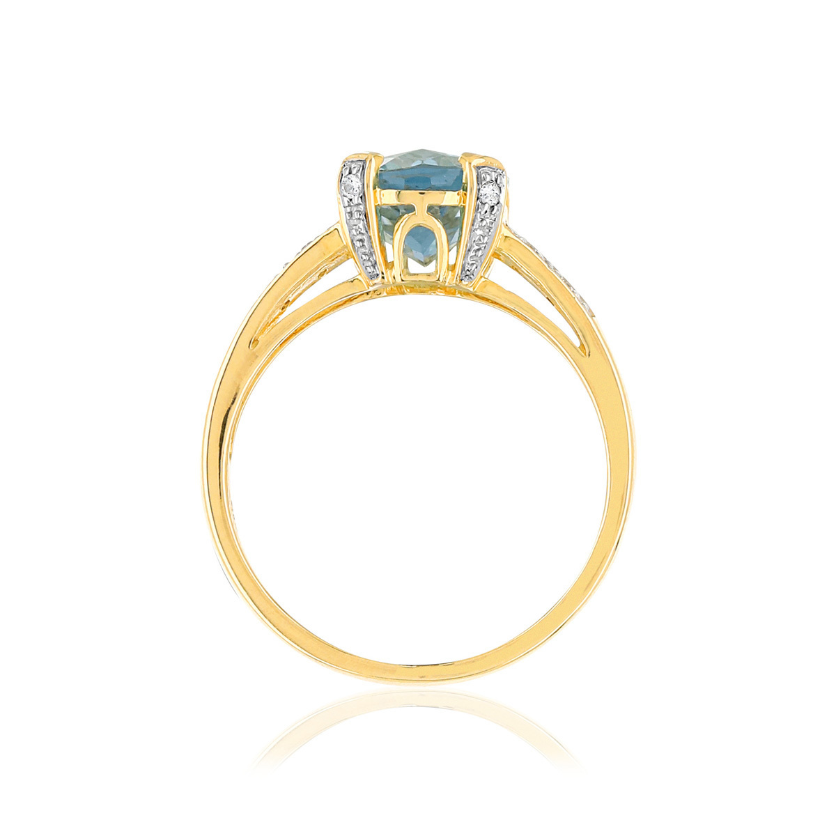 Bague or 375 2 tons topaze ovale et diamants