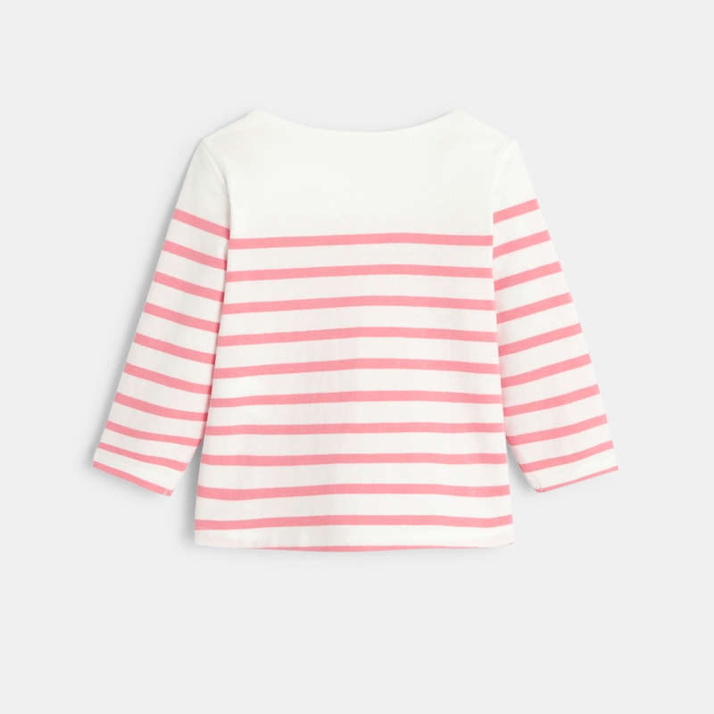 T-shirt marinière rayé rose bébé fille