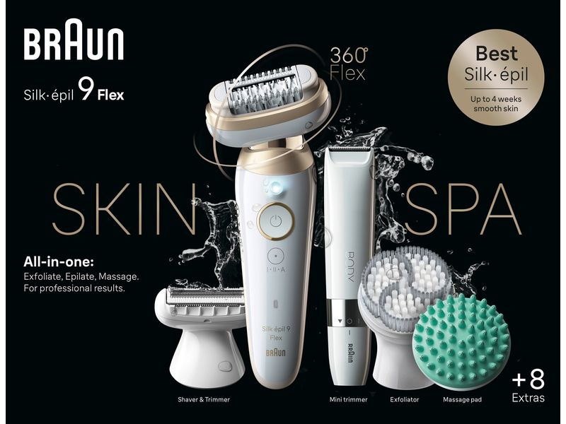 Braun Epilierer Silk·épil 9 SkinSpa Flex 9-481 3D Kabelloses Nass- und Trocken-Epiliergerät