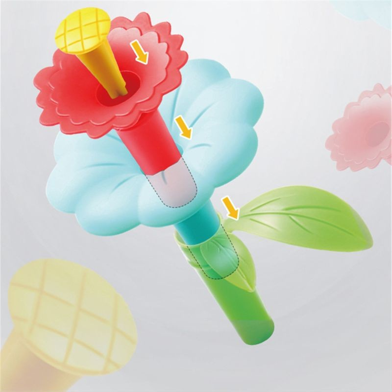 (98-tlg. Set) Kunststoff Steck Blumen Spielzeug Kinder Garten Lern Spiel DIY Steckspielzeug - Bunt