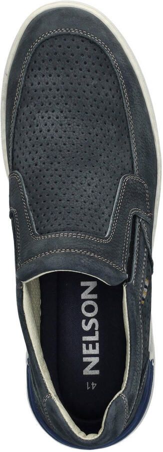 Nelson nubuck instappers donkerblauw