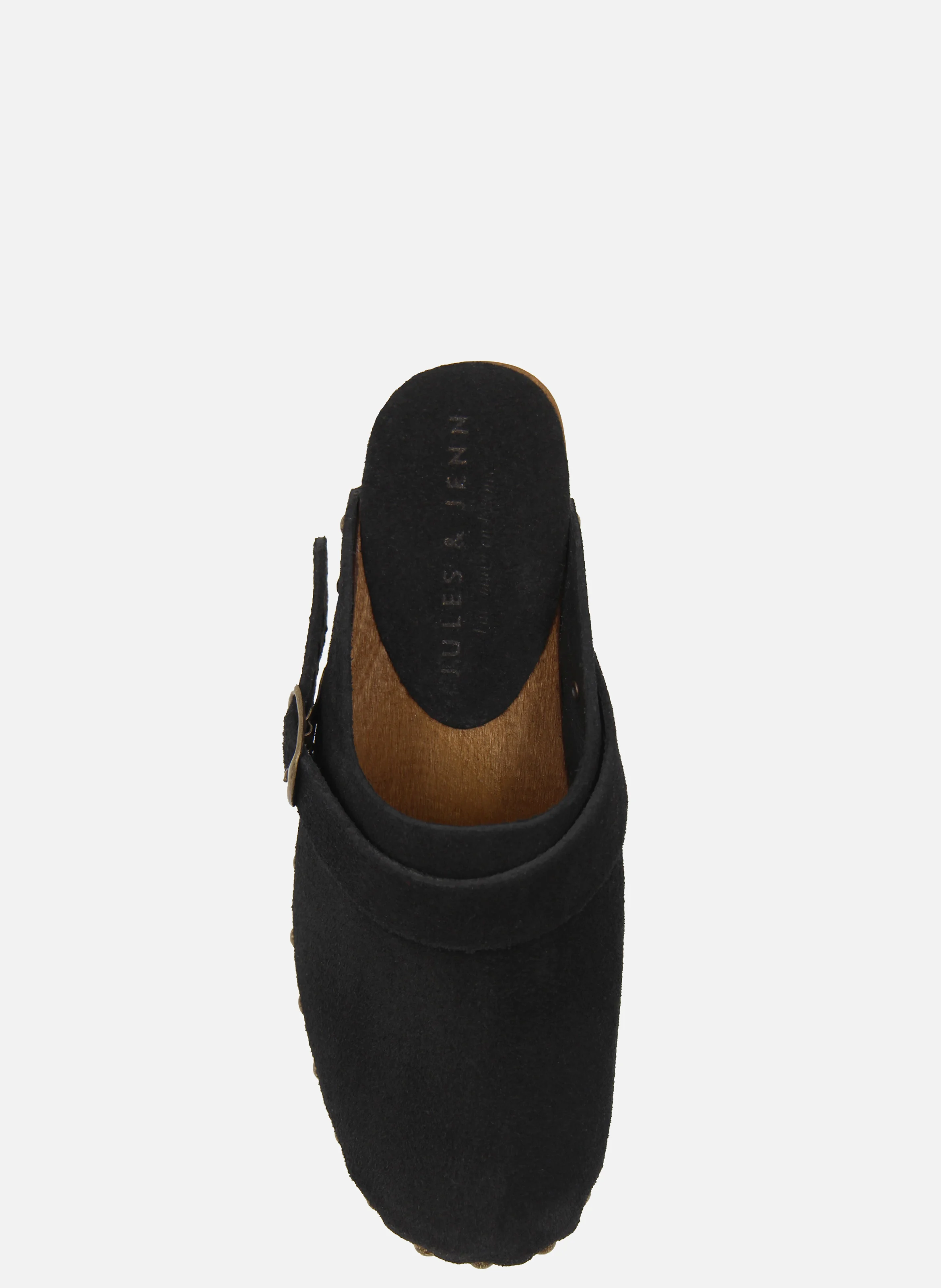 Sabots bois brides cuir daim | Noir