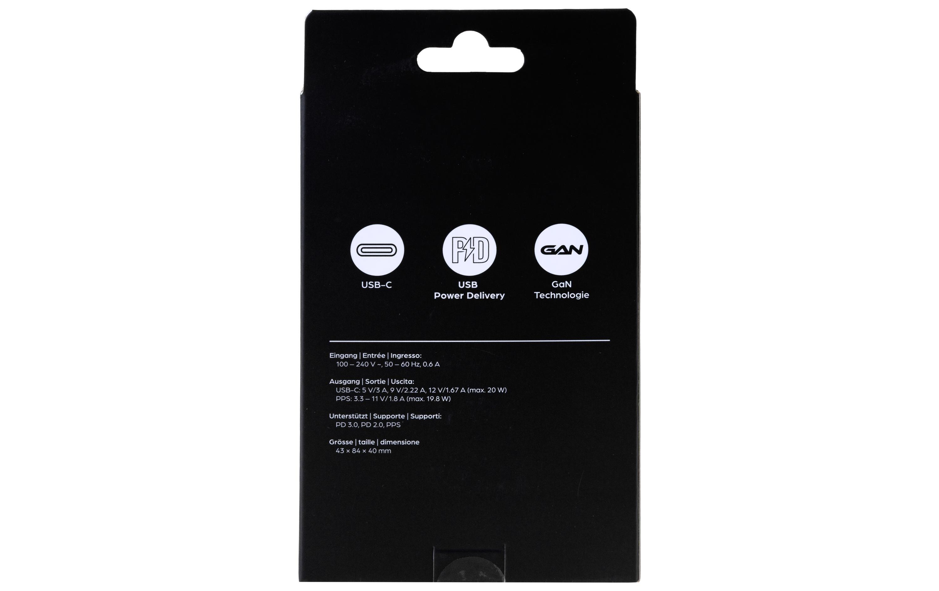 USB-Wandladegerät Single 1C 20 W GaN SchwarzLadeadapter mit einem USB-C-Port