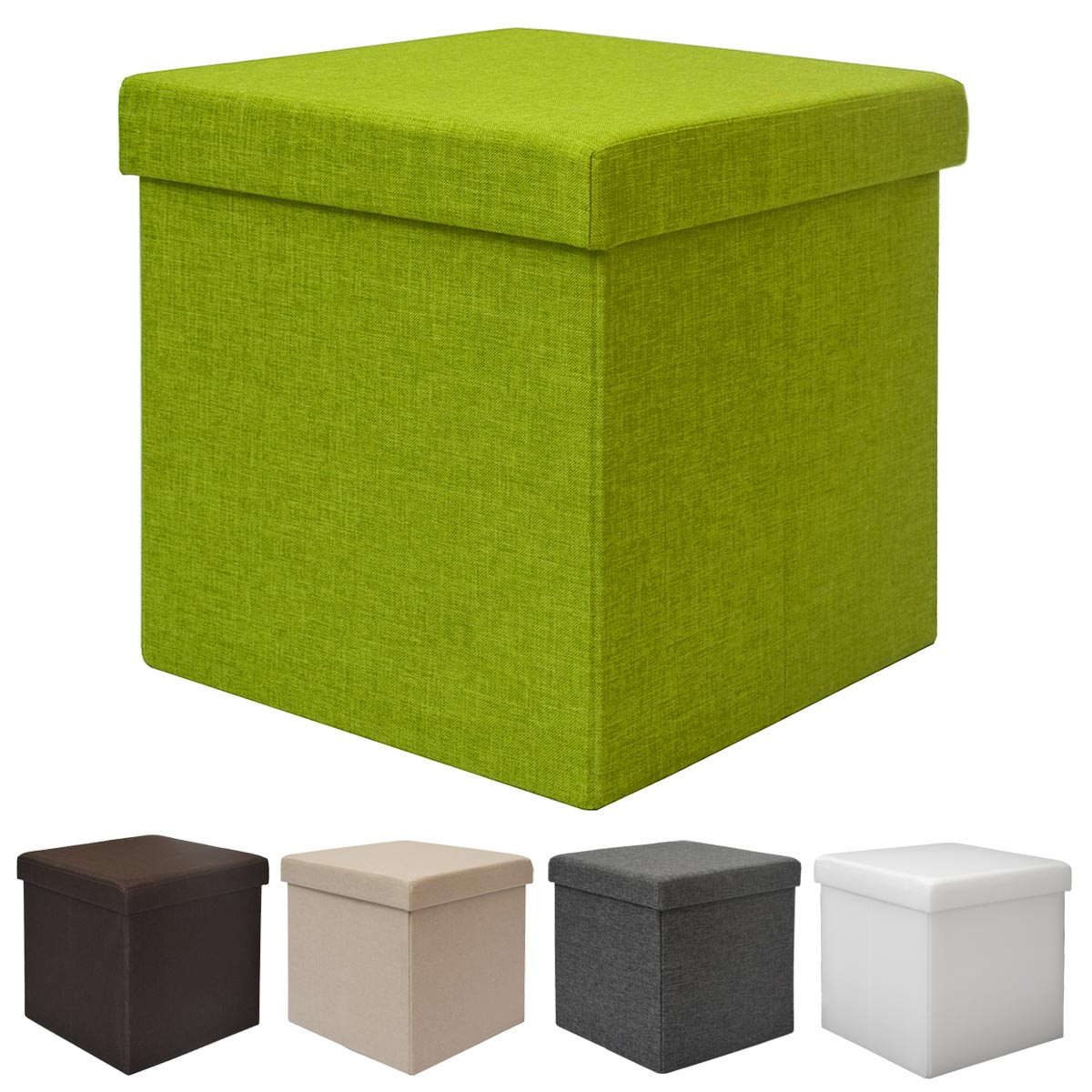 Sitzwürfel faltbar 38x38cm Sitzhocker Polsterhocker 42L Stauraum Ottomane Grün