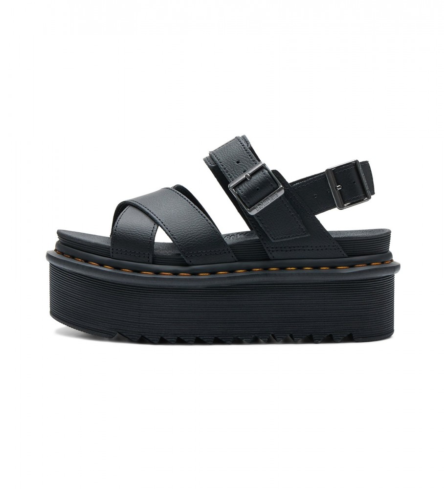 Sandálias Dr. Martens Voss II Quad Athena em couro preto