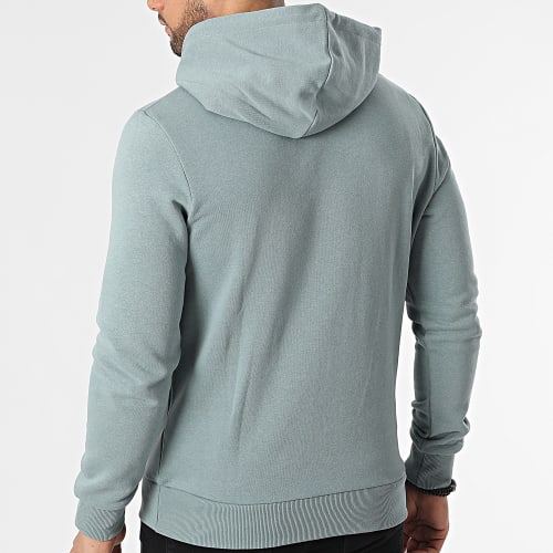Sweat Capuche Logo Gris Bleu