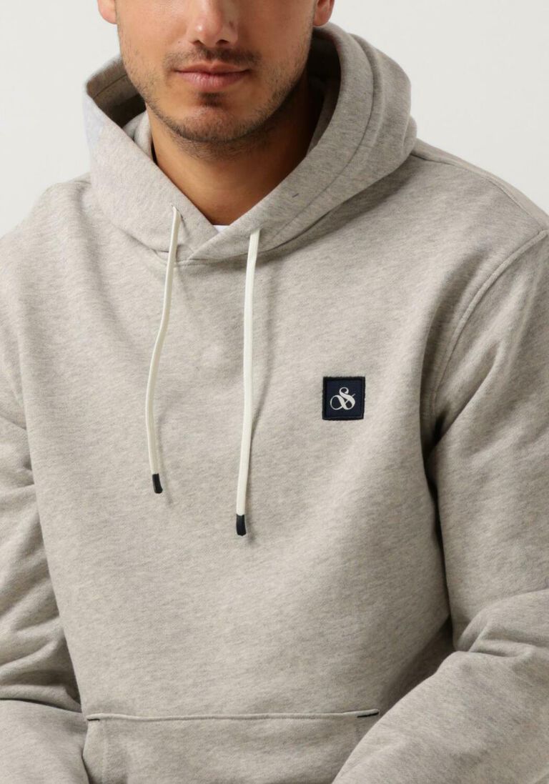 SCOTCH & SODA lichtgrijze scotch & soda sweater essential logo badge hoodie