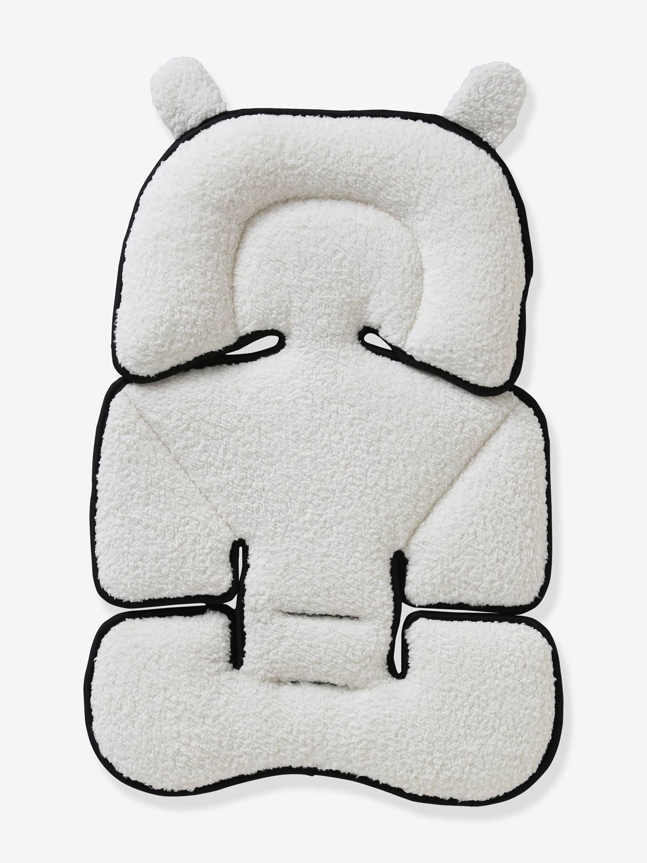 Almofada redutora para carrinho de bebê, feita de dois materiais, tamanho médio, branca, lisa.