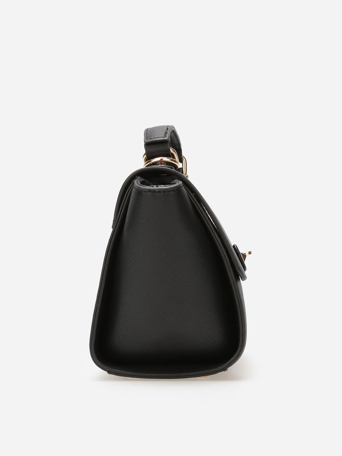 Sac à main trapèze à détails dorés- Noir