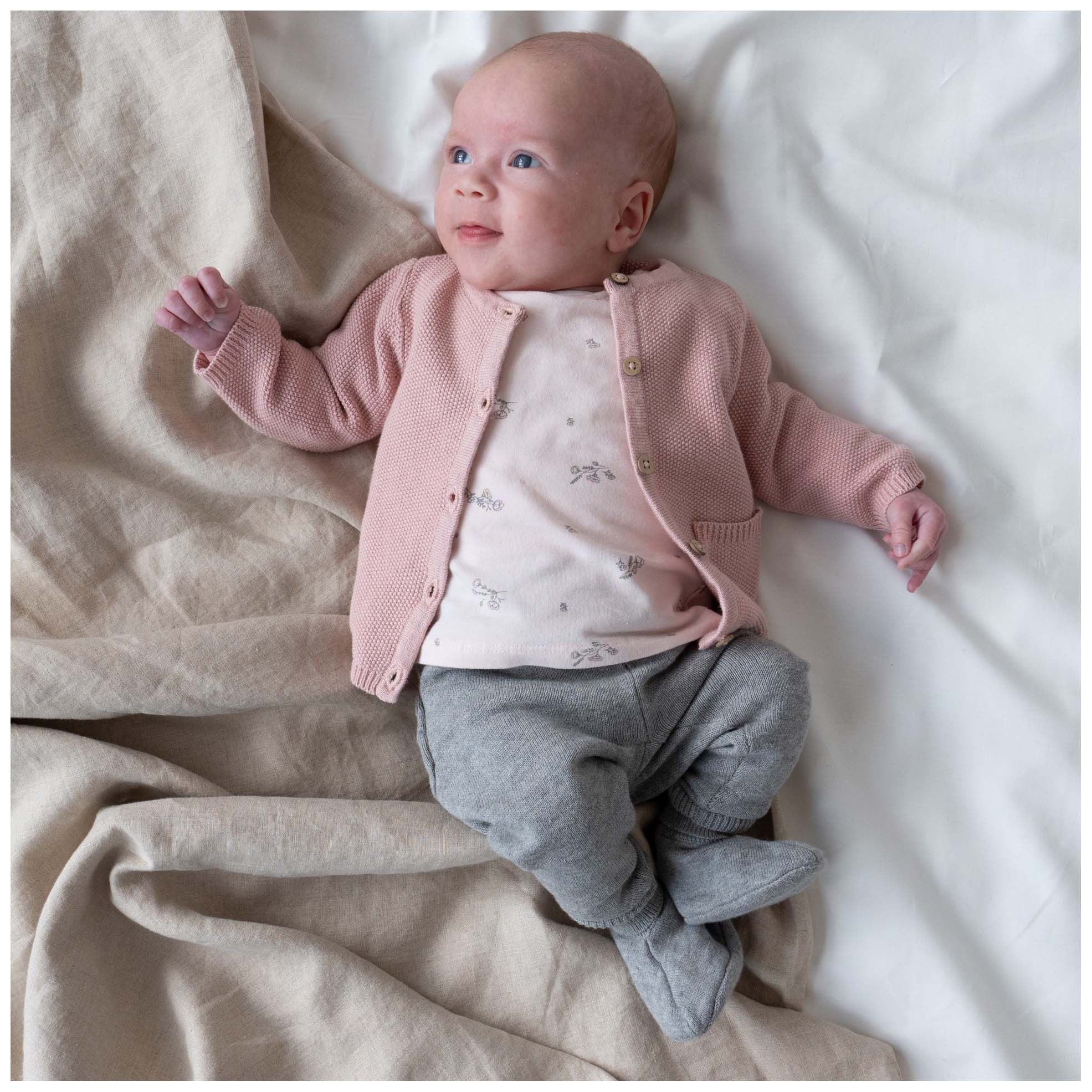 Prénatal newborn vest lange mouwen effen roze