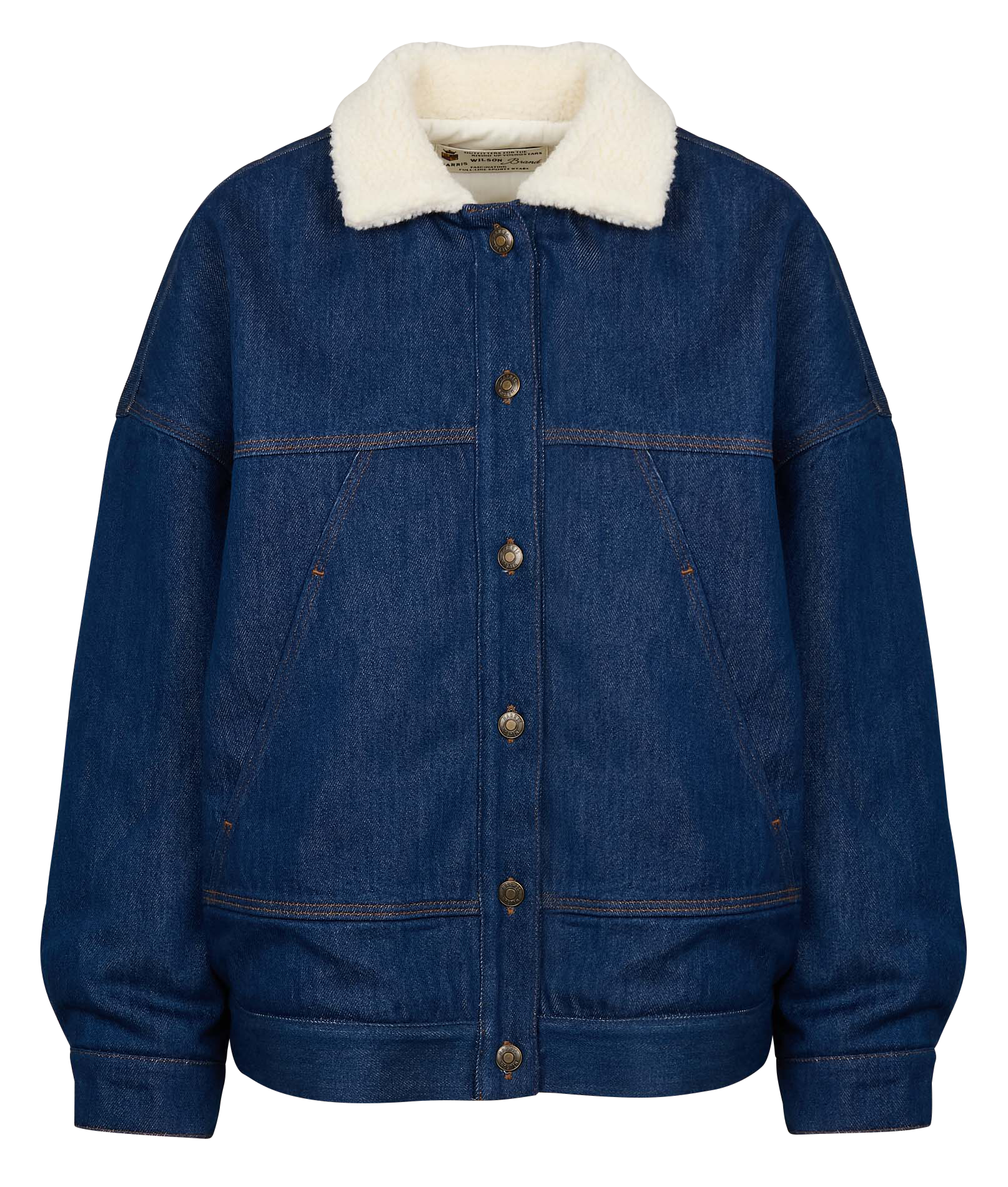 FELICITY - Veste en jean ample col classique en coton mélangé | Bleu