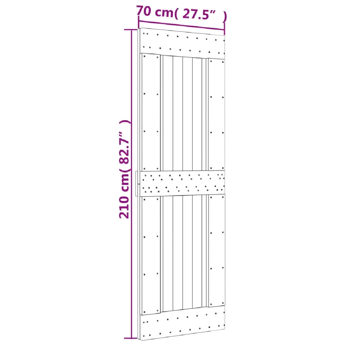 vidaXL Porte coulissante en pin massif - 70x210 cm