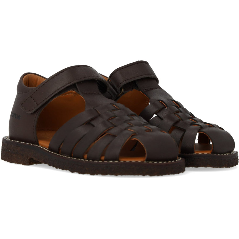 Køb Angulus Dark Brown Flettet Lædersandal
