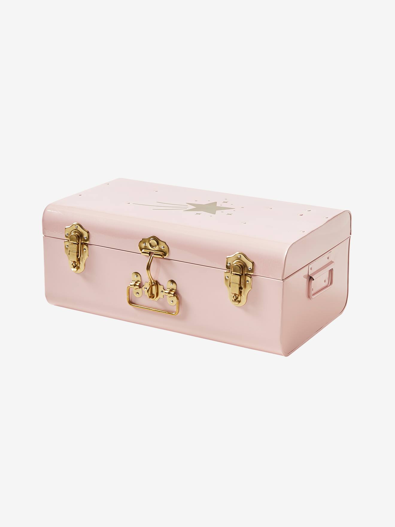 Caixa de armazenamento de metal com estampa rosa escuro