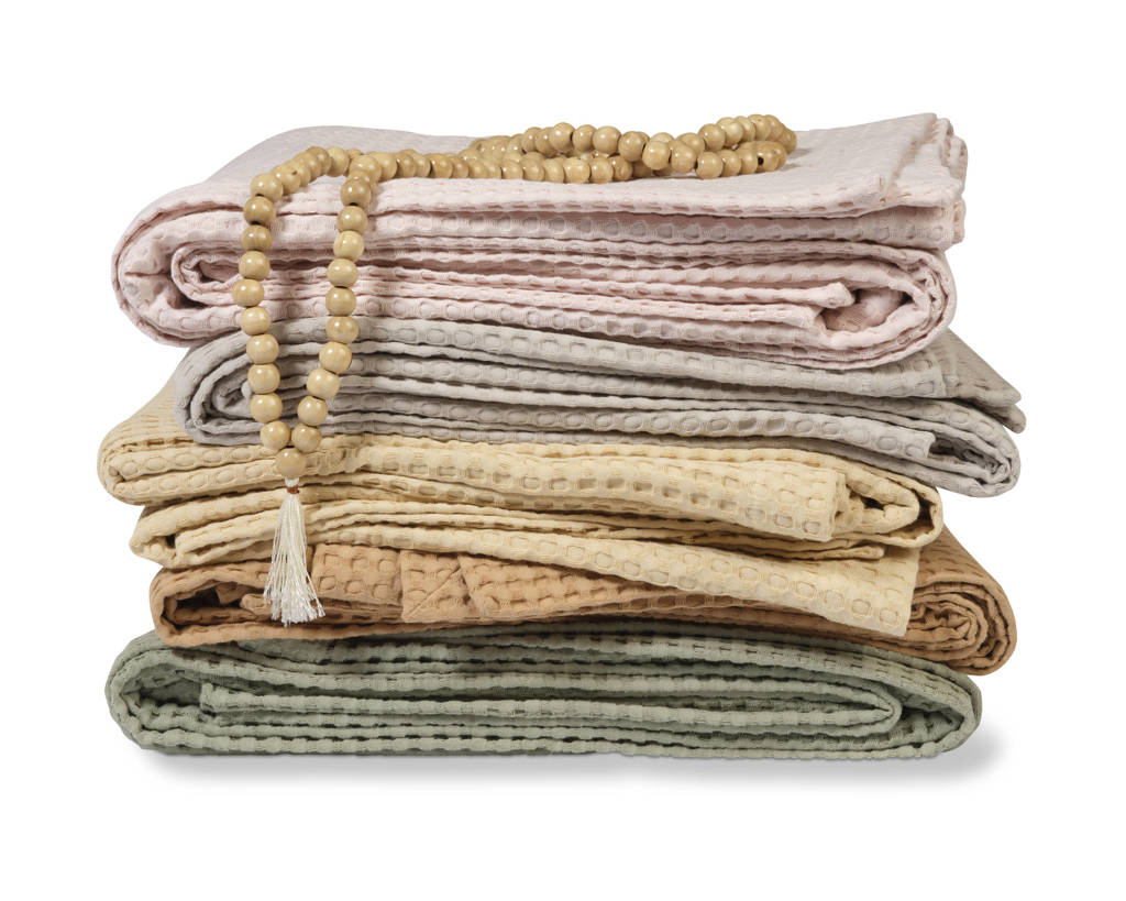 Mooie kwaliteitkatoenen bedsprei pique waffle (groen) (160x250 cm)