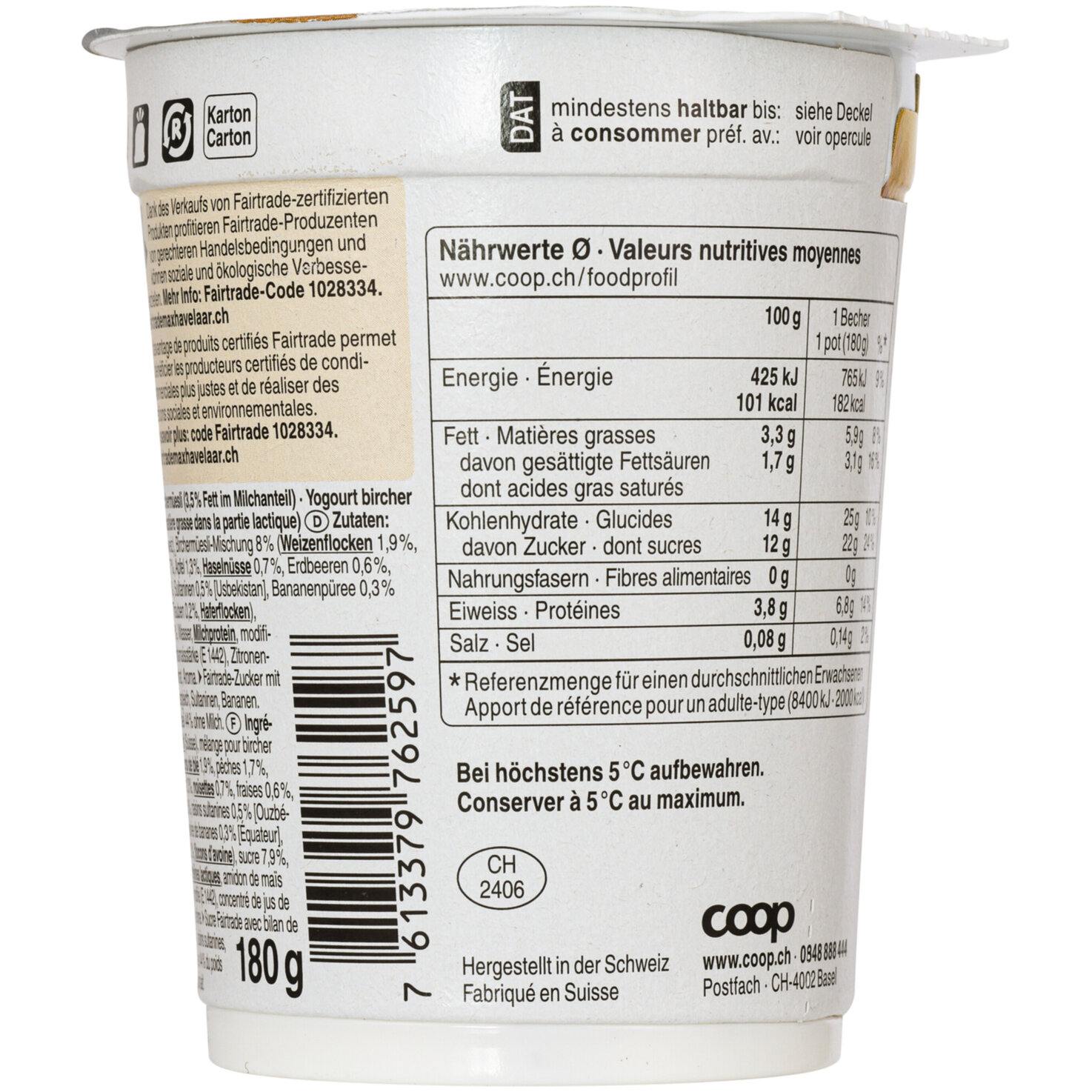 Fairtrade Joghurt Birchermüesli 2x180g