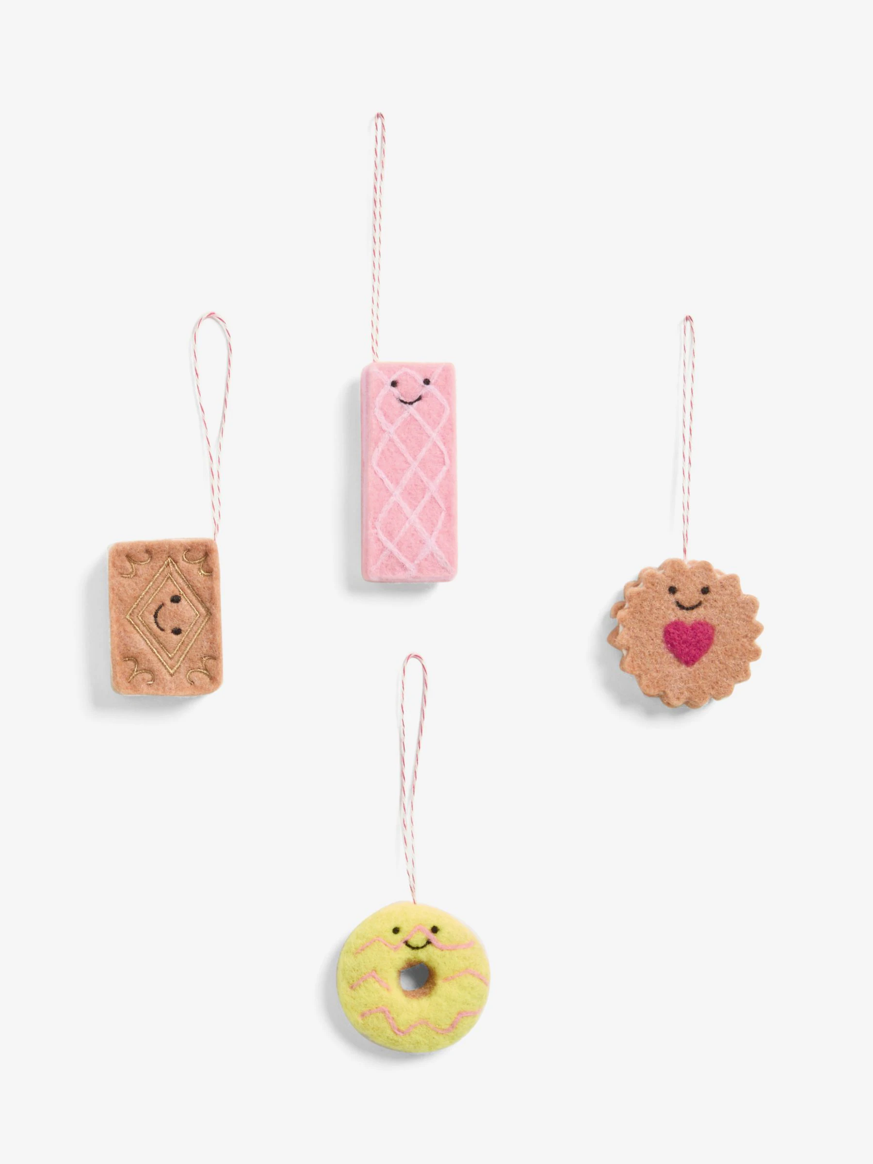 Set van 4 geassorteerde koekjes van vilt voor kerstballen