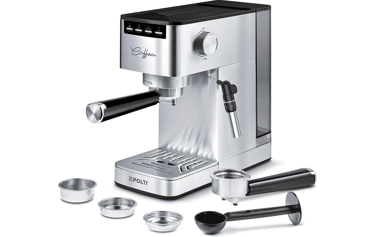 Siebträgermaschine Coffea P10S Silber<br>Manuelle Espressomaschine