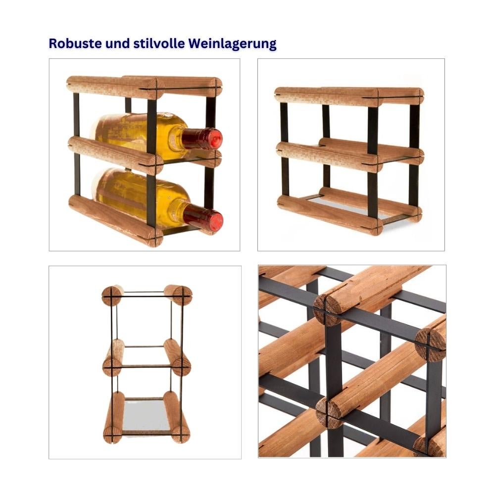 PROREGAL Modulair Wijnrek Vinotega Mod Metaal HxBxD 22,5 x 12,5 x 24,5 cm 1 x 2 Flessen Massief grenenhout Bruin Geolied