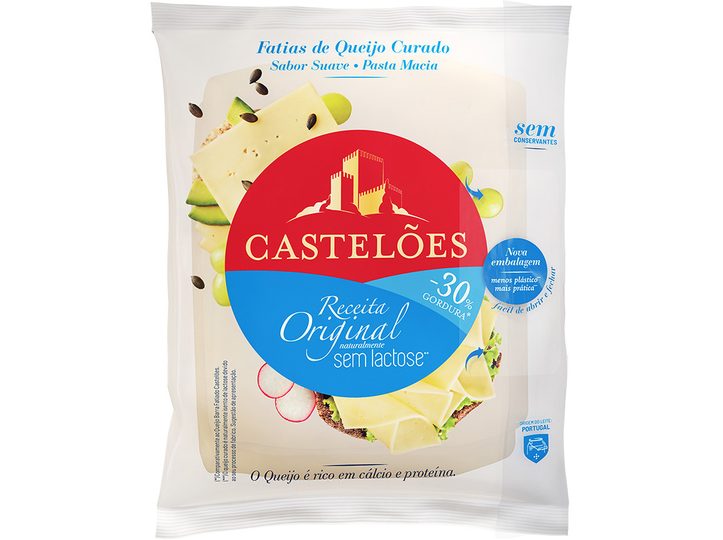 QUEIJO CASTELÕES MEIO GORDO SEM LACTOSE FATIADO 150G