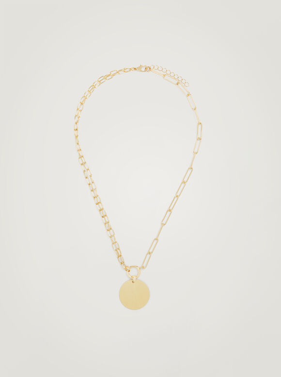 Colar de ouro com medalha - Dourado