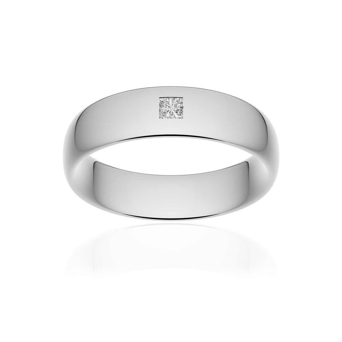 Alliance or 375 blanc poli ruban confort 6mm diamant princesse