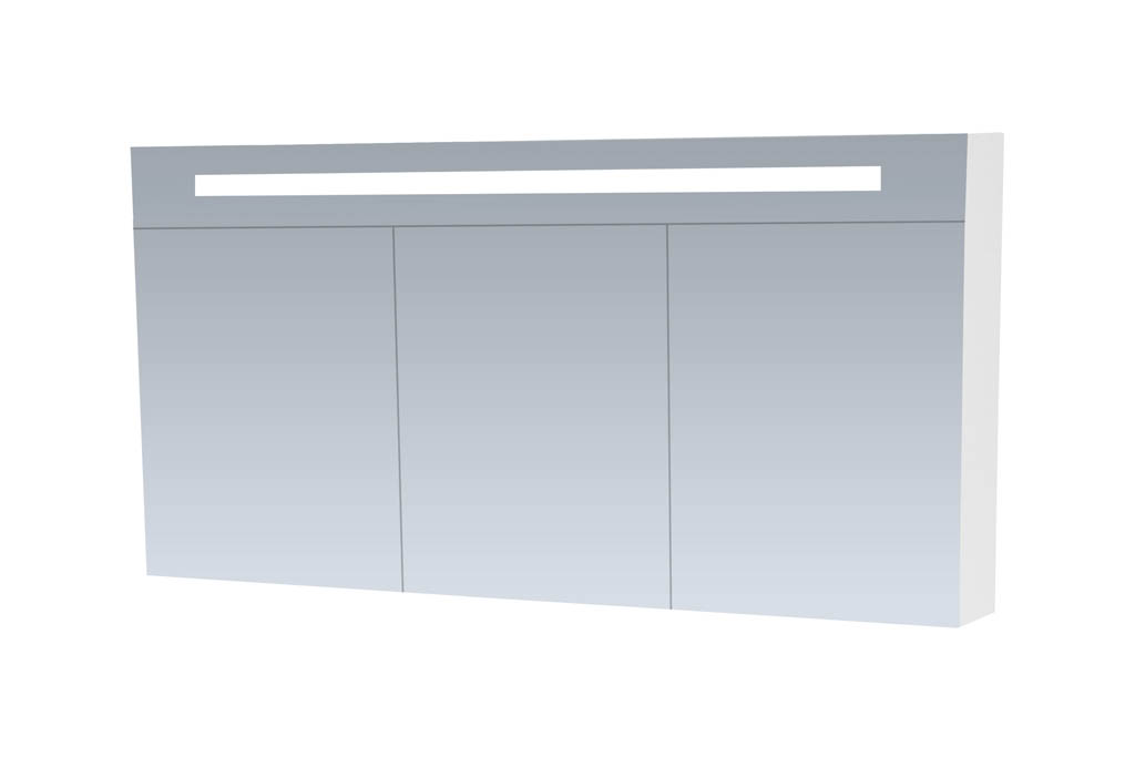 Brauer Promise Deluxe spiegelkast 140cm met 3 deuren en verlichting wit glans