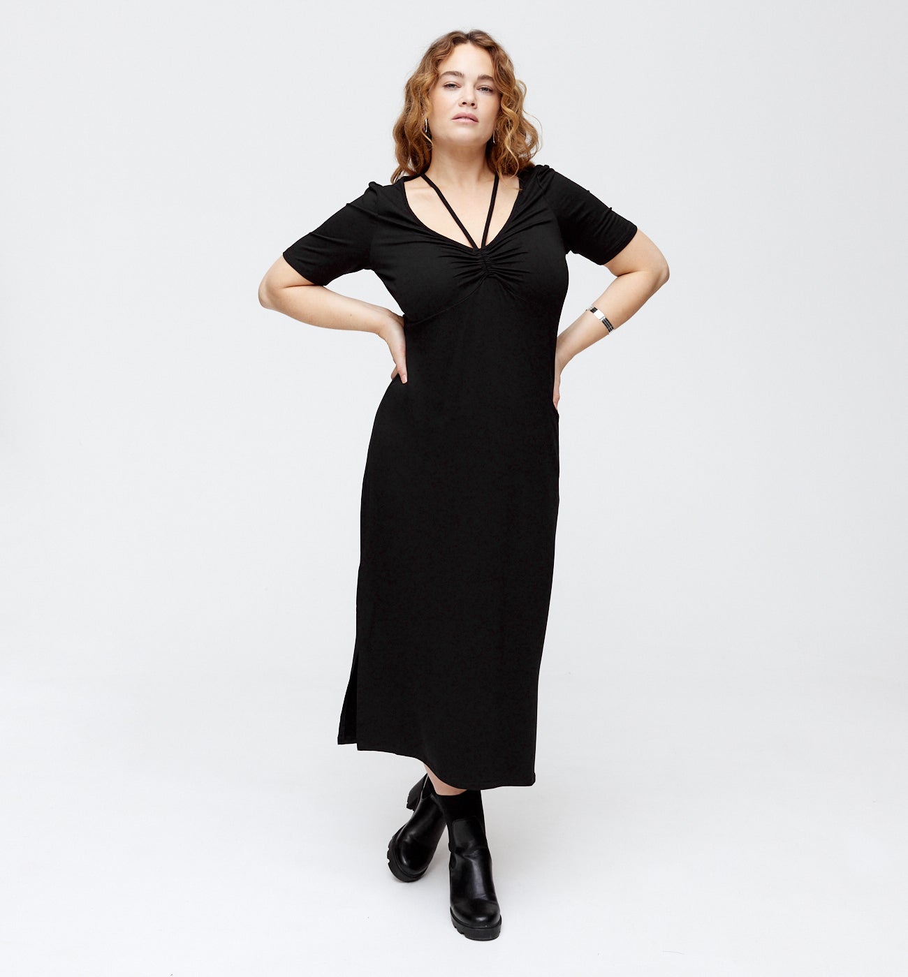 Robe longue en jersey - Noir