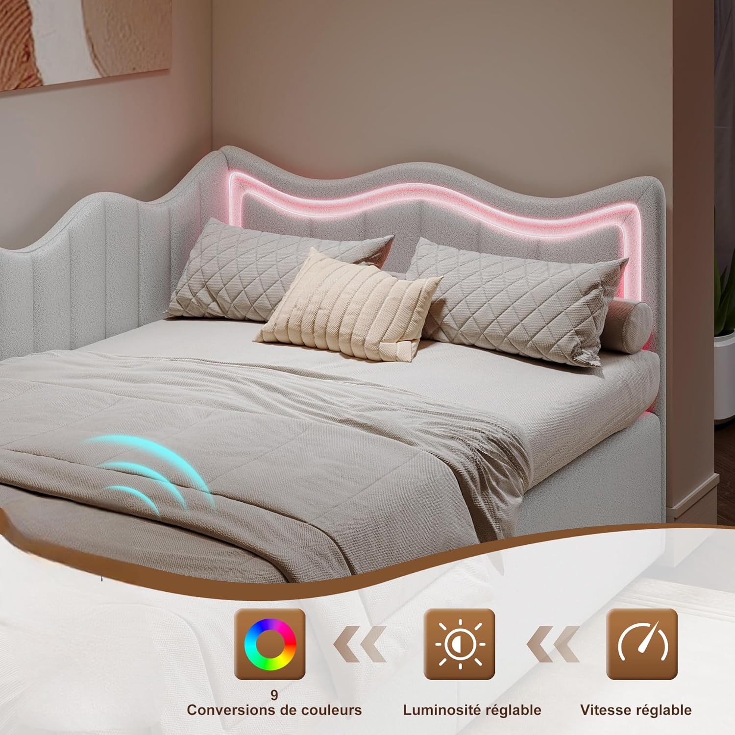 Kinderbett Polsterbett 90x200cm,Bett mit Stauraum Kinderbett Mädchen Einzelbett mit Led Bettgestell mit Lattenrost Jugendbetten mit Kopfteil Stauraumbett,teddysamt,ohne Matratze (Weiß-B, 90x200cm)