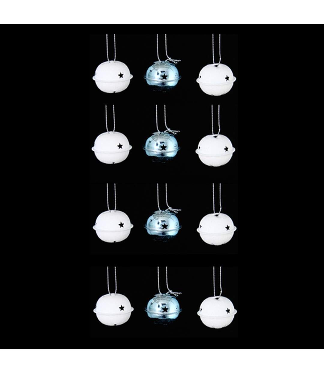 Lot de 12 grelots brillants - Blanc et bleu glacier