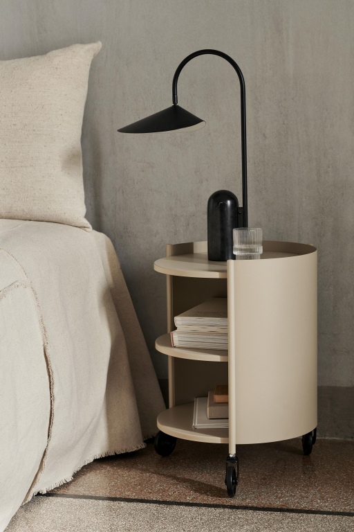 Ferm Living Eve bijzettafel nachtkast op wielen black