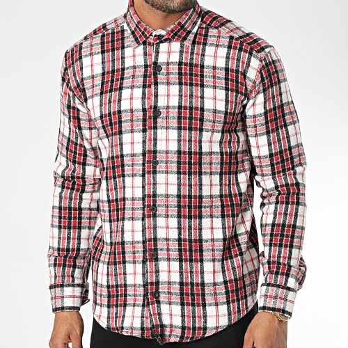 Chemise Manches Longues A Carreaux Dessen4 Blanc Bordeaux