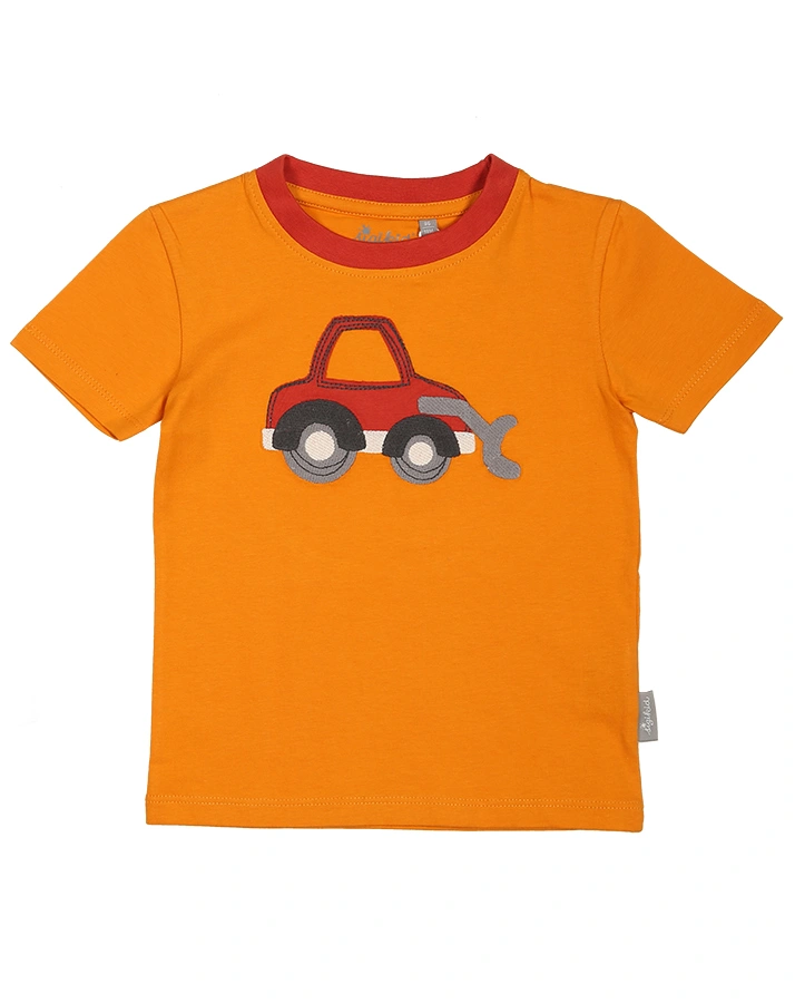 Schlafanzug LITTLE DRIVER 2-teilig kurz in orange/dunkelgrau
