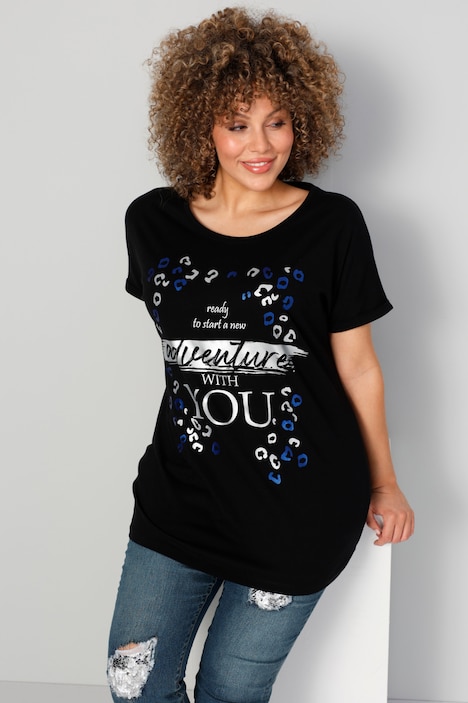 T-Shirt, großer Druck. Rundhals, Halbarm