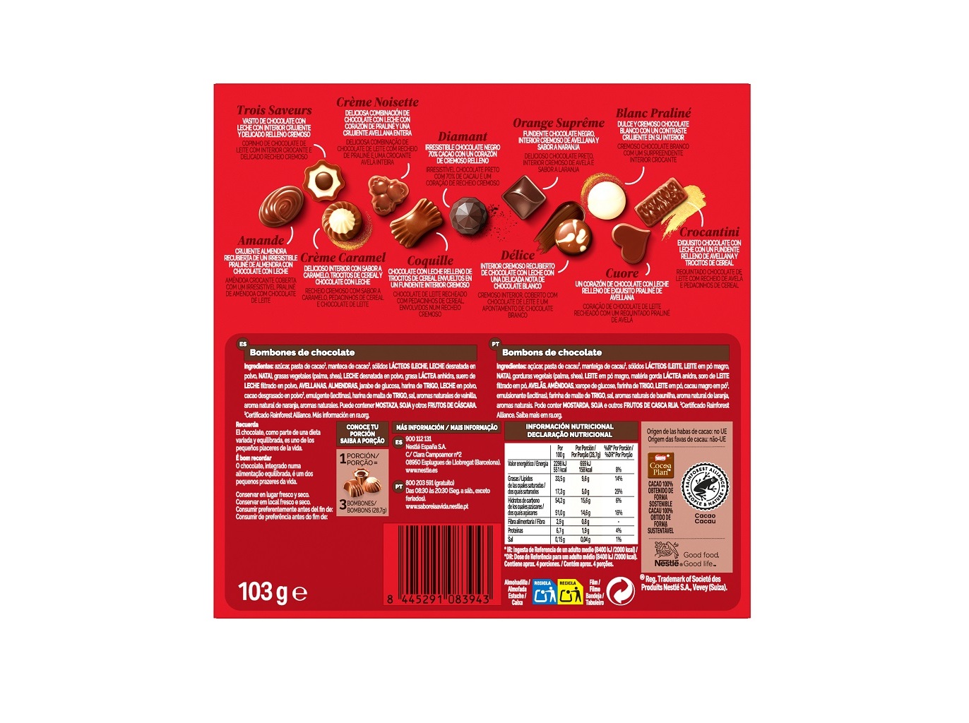 BOMBONS DE CHOCOLATE CAJA ROJA 103G