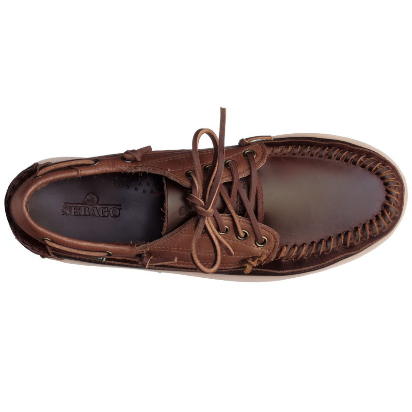 SENECA Brown Cinnamon-Mocassin bicolore en cuir lisse tanné pour homme