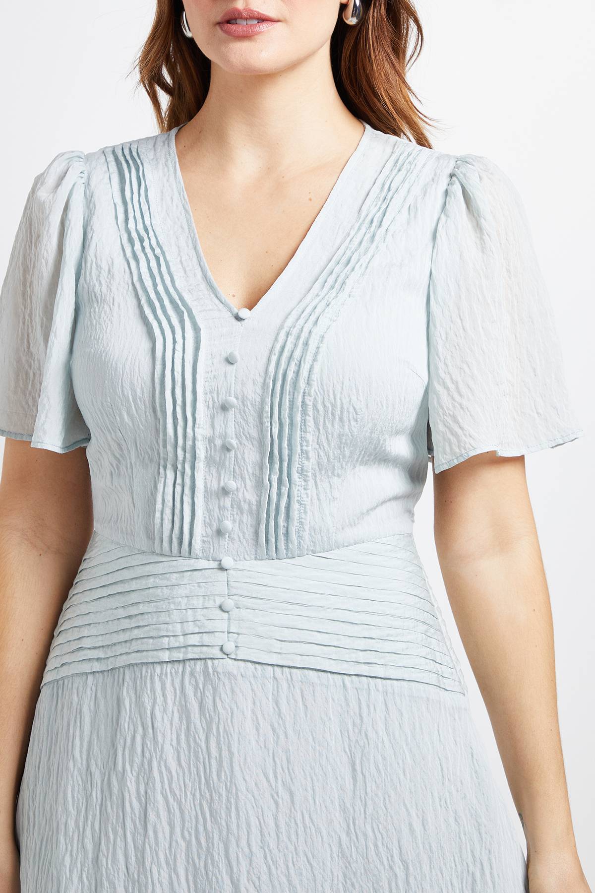 Wallis Robe Midi À Boutons Avec Détails De Plis Piqués