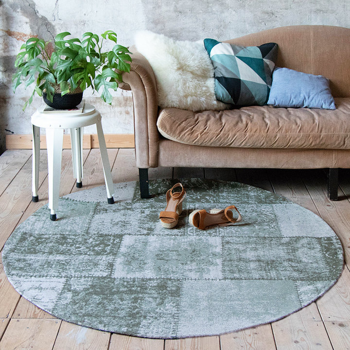 Rond Patchwork vloerkleed - Dreams Groen