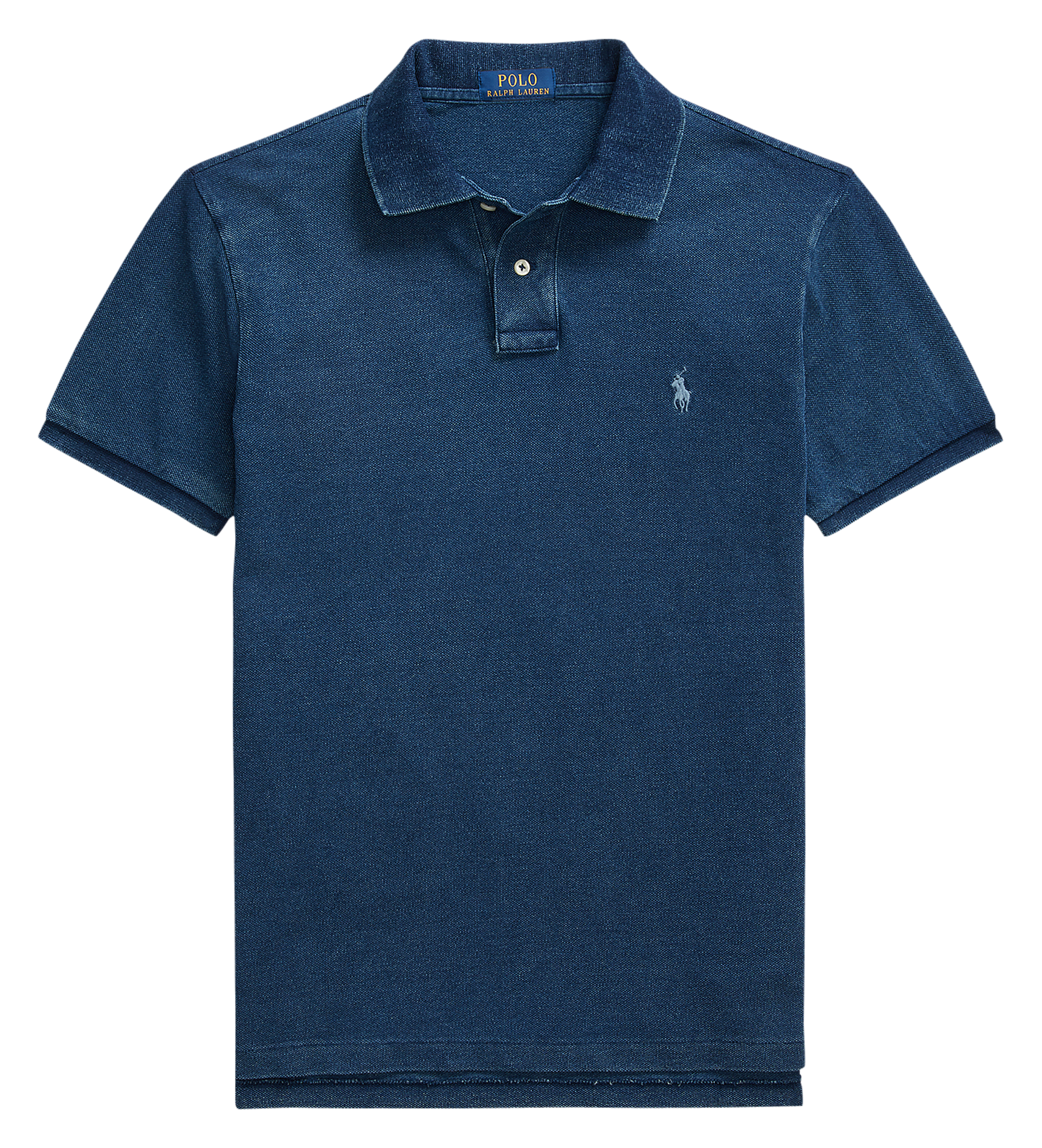 Polo slim manches courtes en coton| Bleu
