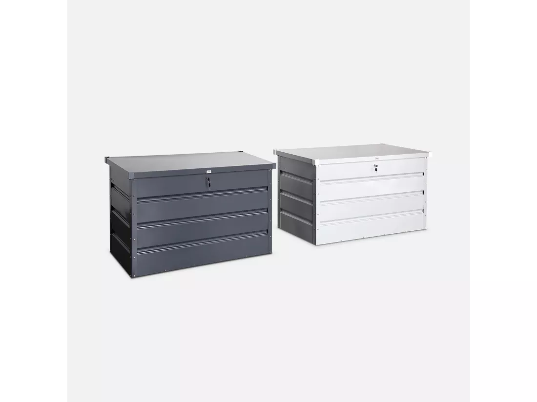 Coffre de jardin en métal -DALLAS - 285L gris aluminiun