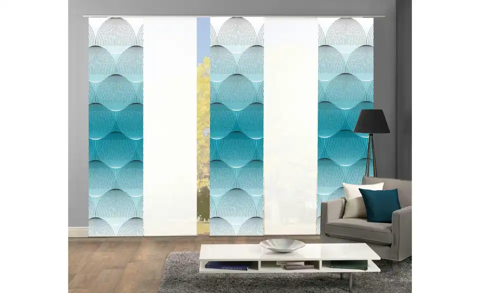Schiebevorhang Blau 5er-Set