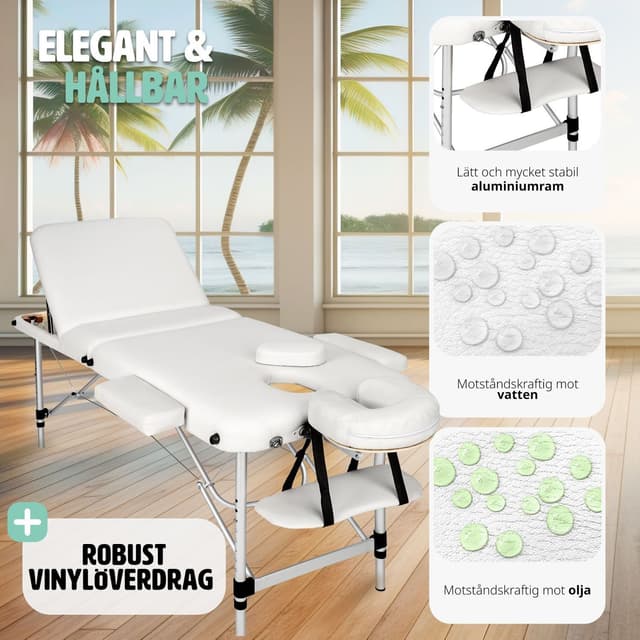 Massagebriks i aluminium med 3 zoner, 5cm polstring + taske