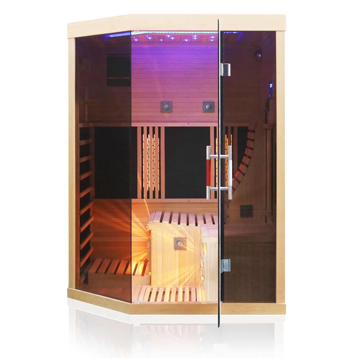 Dewello® Infraroodsauna Infraroodcabine OTTAWA 140x120cm 1-2 personen incl. 6 Full Spectrum-stralers, 2 koolstofstralers, 2 personen
