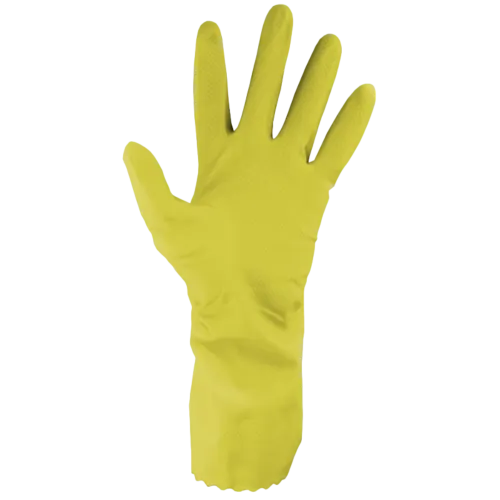 Gant de ménage latex flocké coton jaune taille S (6/7) Sempermed