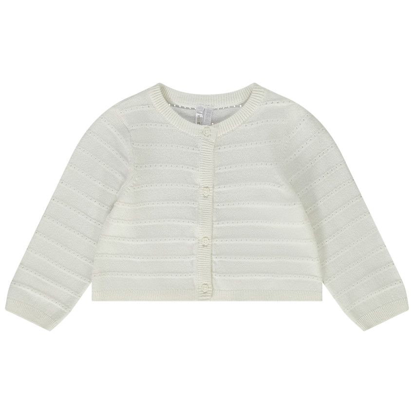Gilet en tricot ajouré pour bébé fille - Ecru