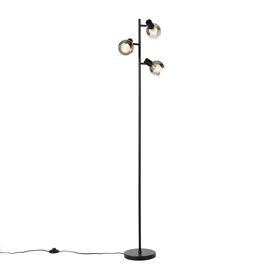 Qazqa vloerlampen vidro zwart e14